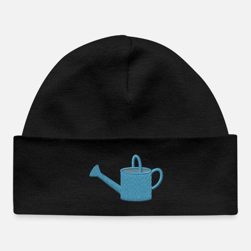 Arrosoir brodé - Bonnet bébé bio - noir