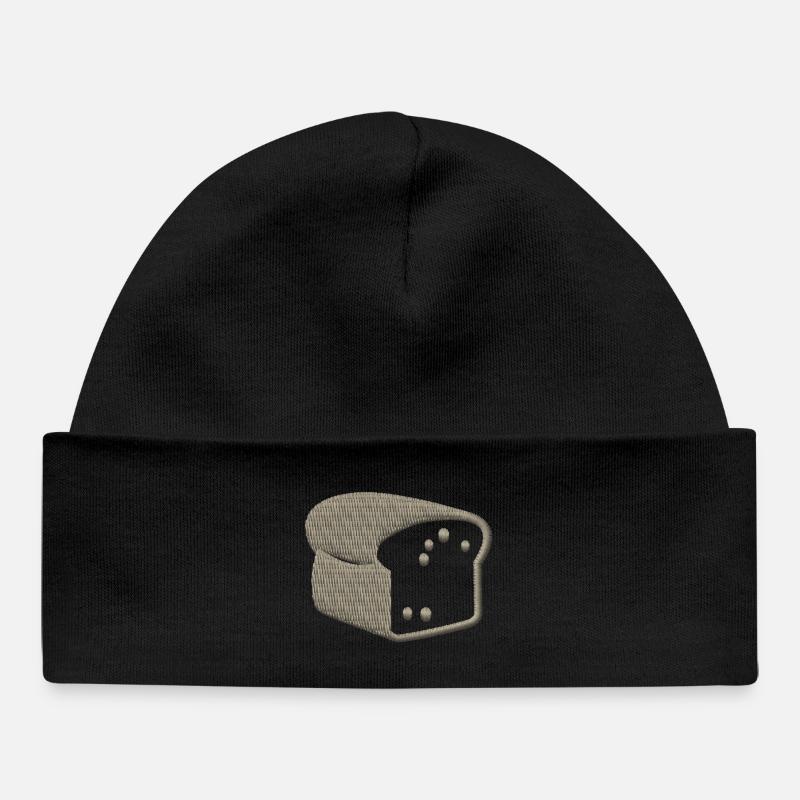 Pain grillé brodé - Bonnet bébé bio - noir