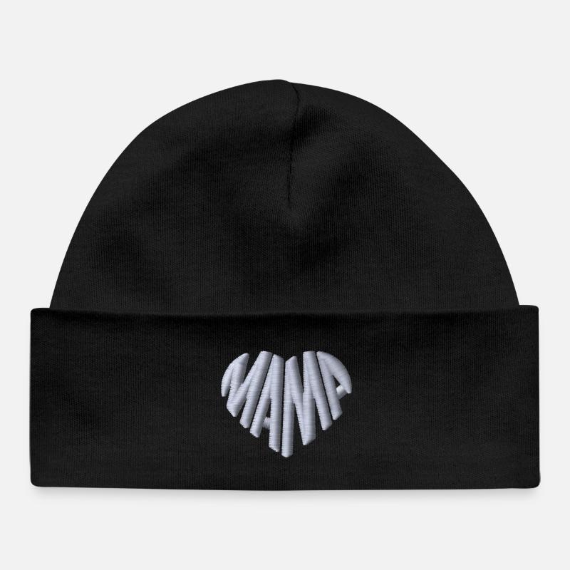 Maman Coeur Blanc Brodé - Bonnet bébé bio - noir