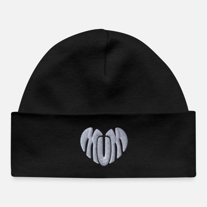 Maman Coeur Blanc Brodé - Bonnet bébé bio - noir