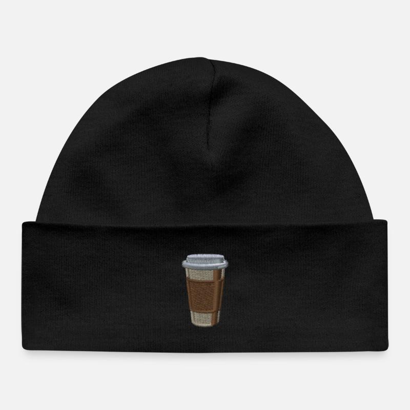 Tasse à café brodée - Bonnet bébé bio - noir
