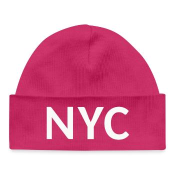 NYC Schriftzug - Baby Organic Mütze - hot Pink - Vorne