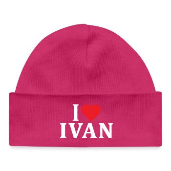 Name T-Shirt I love Ivan T-Shirt Geschenkidee - Baby Organic Mütze - hot Pink - Vorne