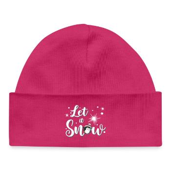 Let It Snow Pinguin - Baby Organic Mütze - hot Pink - Vorne