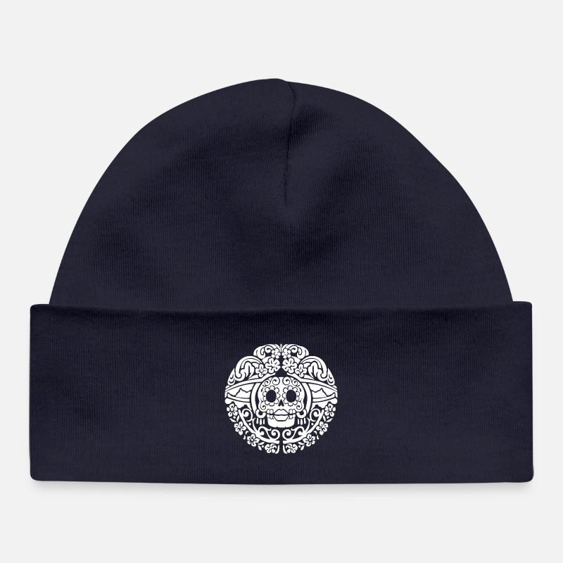 Crâne de Catrina - Bonnet bébé bio - bleu marine