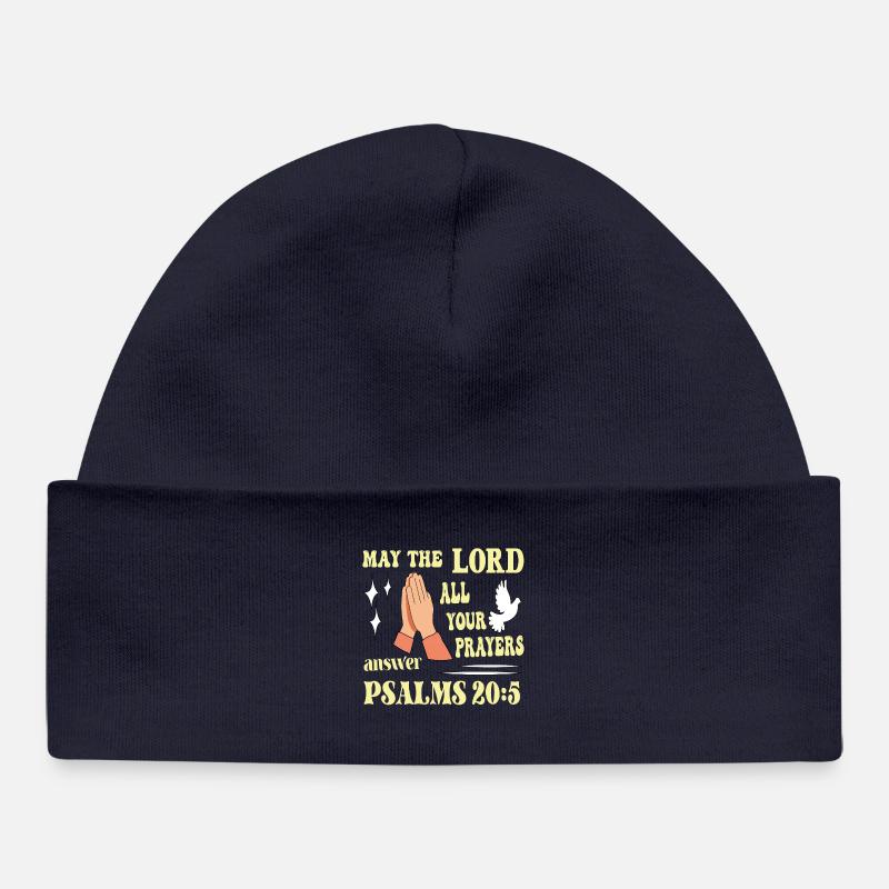 Psalm 20:5 May the Lord... - Baby Organic Beanie - navy