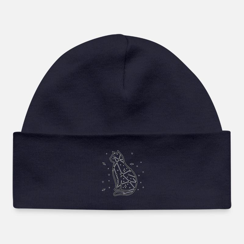 Dessin au trait de chat - Bonnet bébé bio - bleu marine