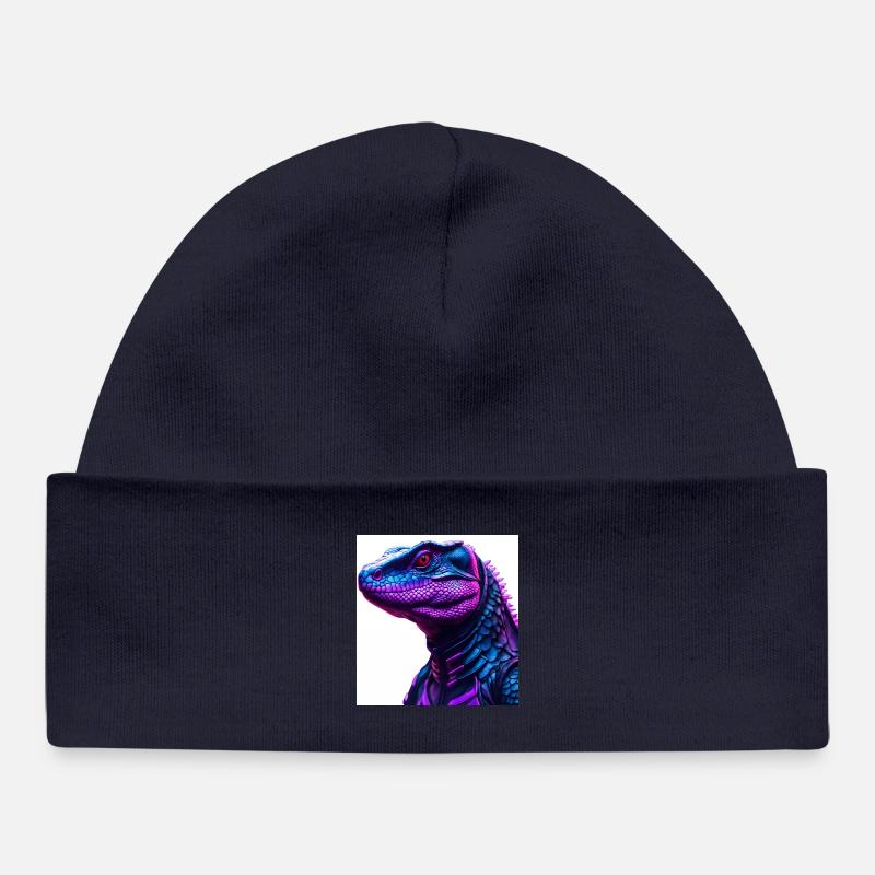 Reptile dans le style de tatouage coloré - Bonnet bébé bio - bleu marine