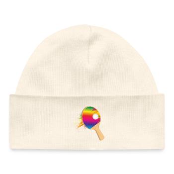 Raquette de ping-pong colorée avec balle – sportive - Bonnet bébé bio - bleu marine - Devant