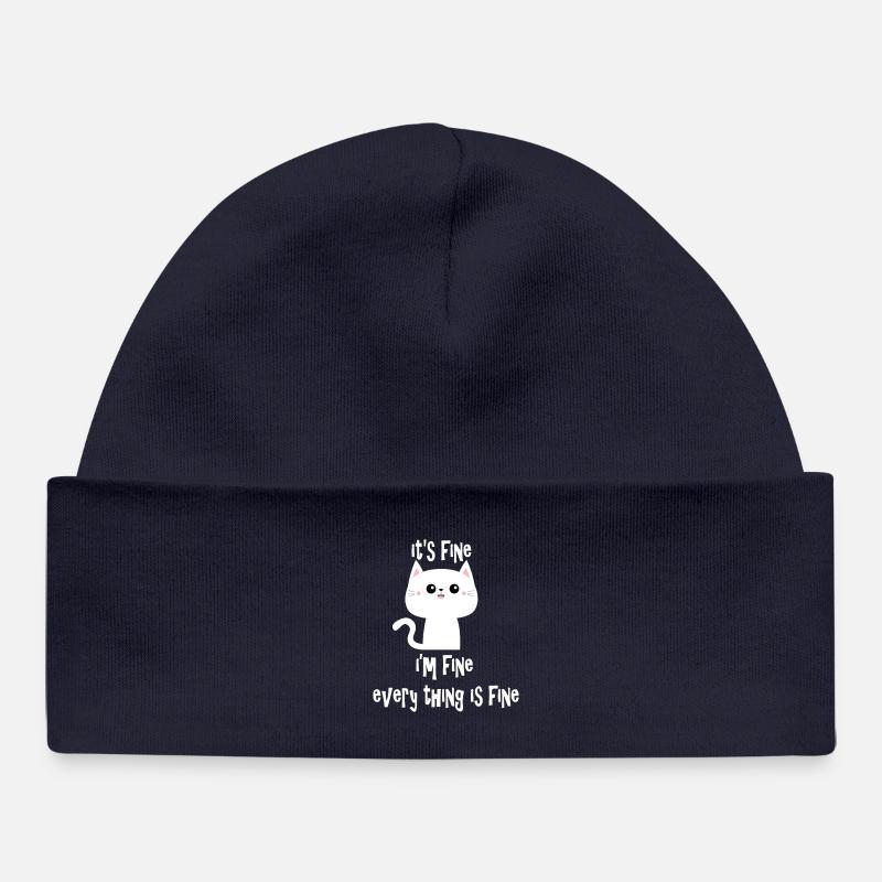 it's fine i'm fine every thing is fine cat v2 - Bonnet bébé bio - bleu marine