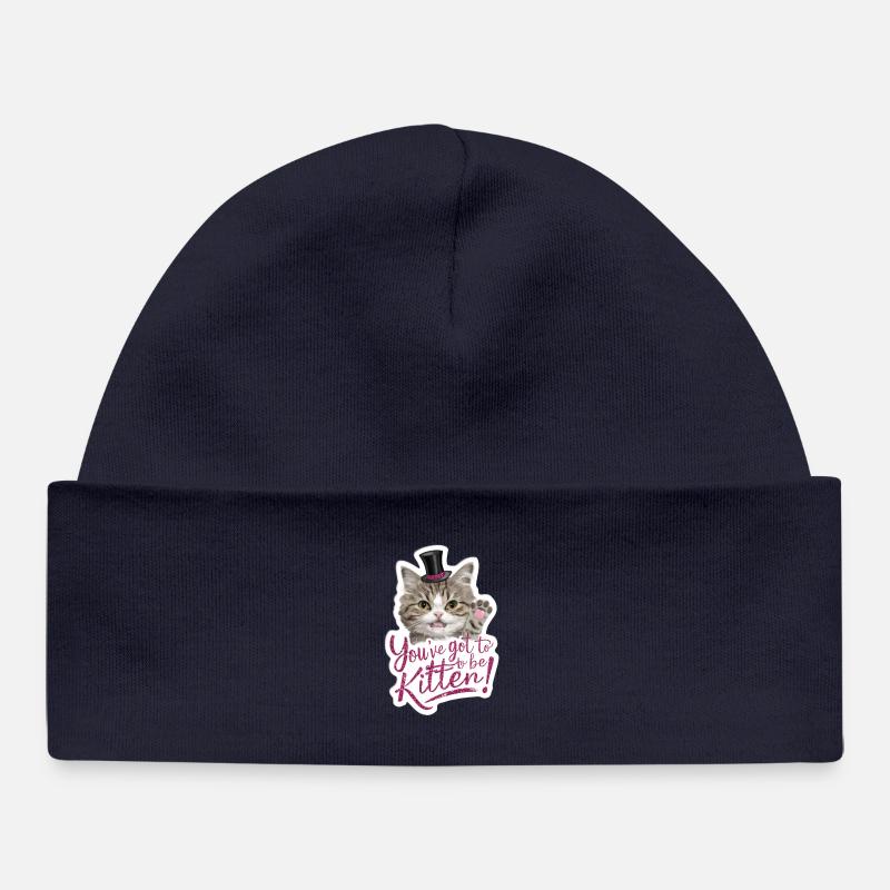 Chat - Tu dois être chaton moi ! - Bonnet bébé bio - bleu marine