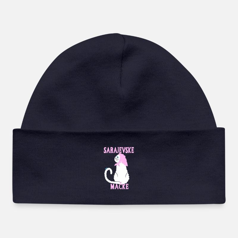 Chat pastel Sarajevo - Bonnet bébé bio - bleu marine