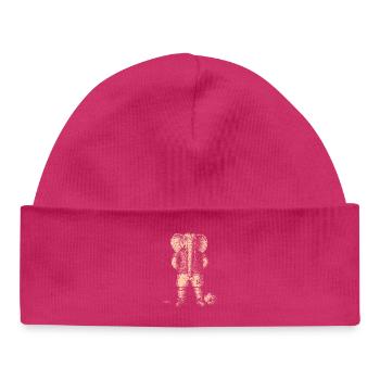 Éléphant avec ballon de foot pour des chemises bleu foncé - Bonnet bébé bio - hot pink - Devant