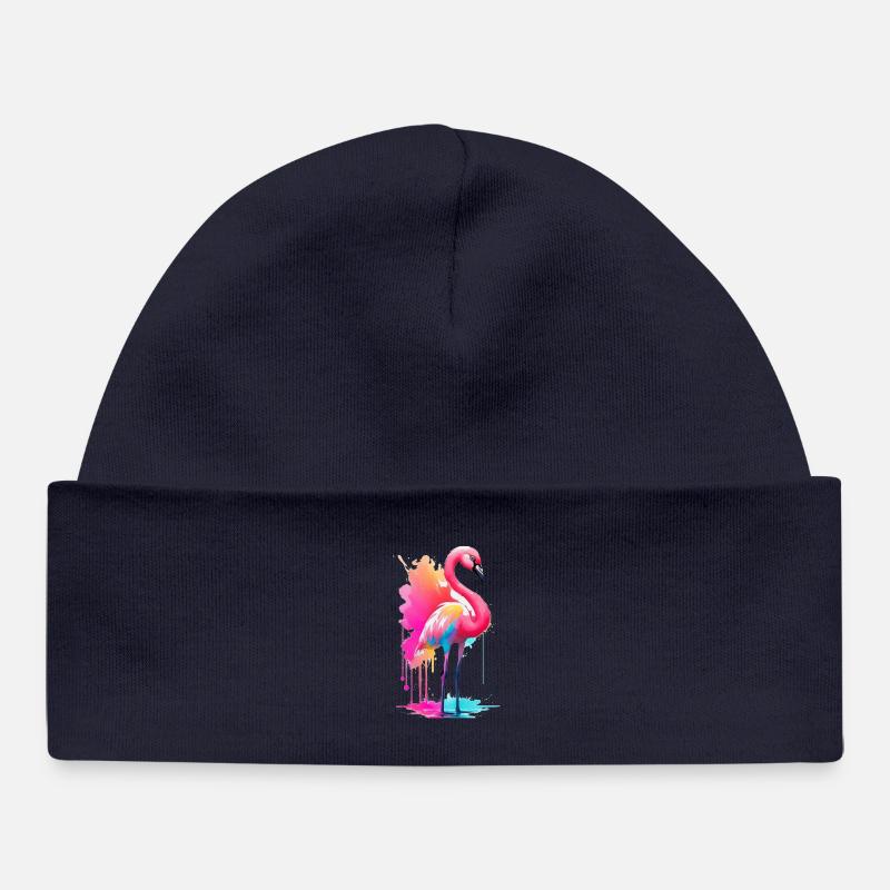 Flamant - Bonnet bébé bio - bleu marine
