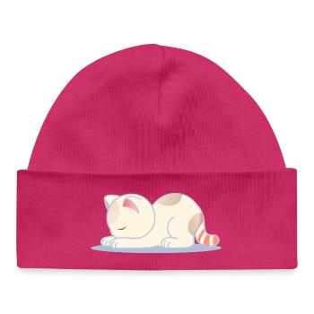 Sleeping Cat – Design pour la paix intérieure - Bonnet bébé bio - hot pink - Devant