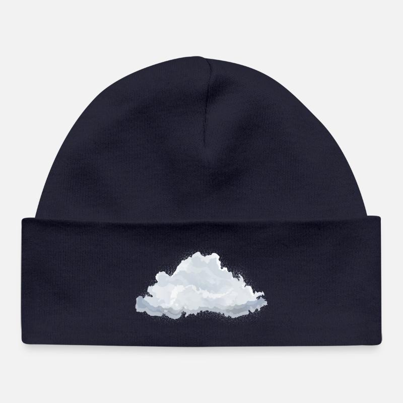 single drawn fluffy white cloud - Baby Organic Beanie - navy