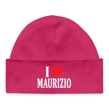 t-shirt I love Maurizio t-shirt gift idea - Baby Organic Beanie - hot pink - Front