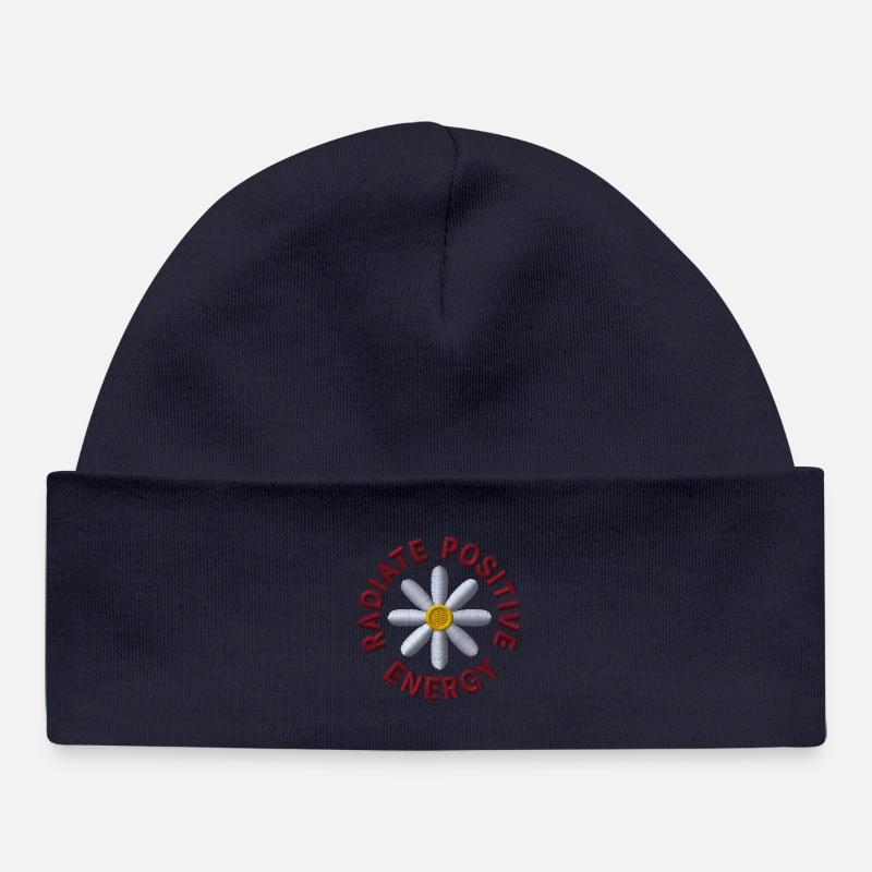 Fleur brodée - Bonnet bébé bio - bleu marine