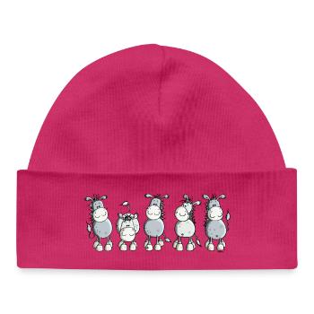 Funny Donkey - Animal - Baby Organic Beanie - hot pink - Front