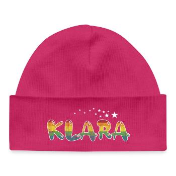 First name Klara maiden name Name gift colorful - Baby Organic Beanie - hot pink - Front
