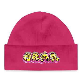 Colorful Graffiti-Style Text Design - Baby Organic Beanie - hot pink - Front