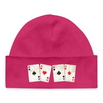 Vintage Retro Aces – Cartes à jouer - poker - Bonnet bébé bio - hot pink - Devant