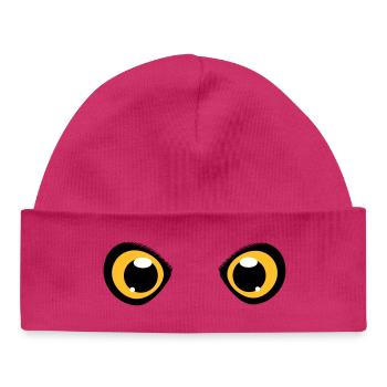 zwei leuchtende Augen einer Eule - Baby Organic Mütze - hot Pink - Vorne