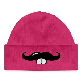 Une moustache avec des dents proéminentes - Bonnet bébé bio - hot pink - Devant