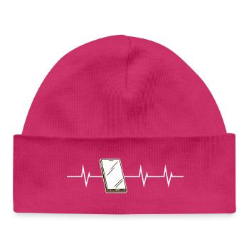 Battement de cœur d’un téléphone portable - Bonnet bébé bio - hot pink - Devant