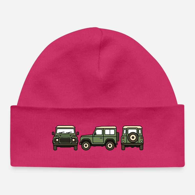 Voiture tout-terrain - Bonnet bébé bio - hot pink