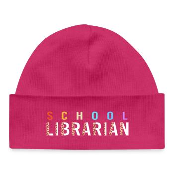 Bookworm Library Reading - Baby Organic Beanie - hot pink - Front