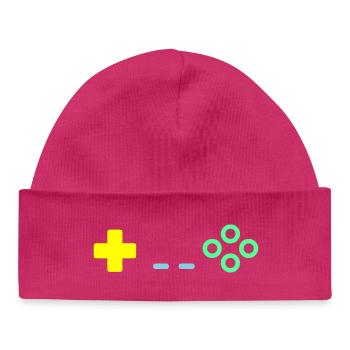 Boutons de manette de jeu Rétro Vector - Bonnet bébé bio - hot pink - Devant