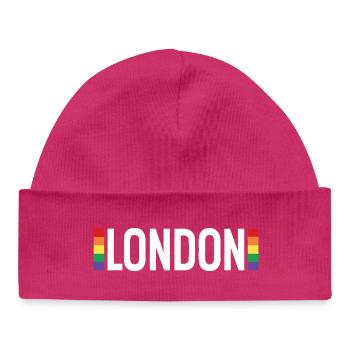 LONDON White Urban Rainbow - Baby Organic Beanie - hot pink - Front
