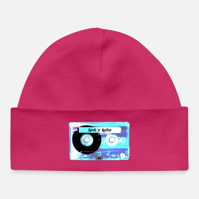 Cassette rétro - Bonnet bébé bio - hot pink