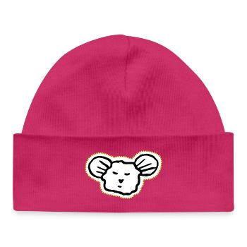 Cool, sleepy mouse face icon - Baby Organic Beanie - hot pink - Front