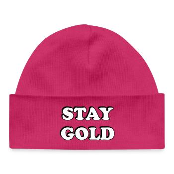 Reste en or Typographie audacieuse - Bonnet bébé bio - hot pink - Devant