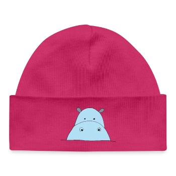 Blauer Hippo Blickfang - Baby Organic Mütze - hot Pink - Vorne
