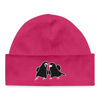 Minimalistisches Raven-Duo - Baby Organic Mütze - hot Pink - Vorne