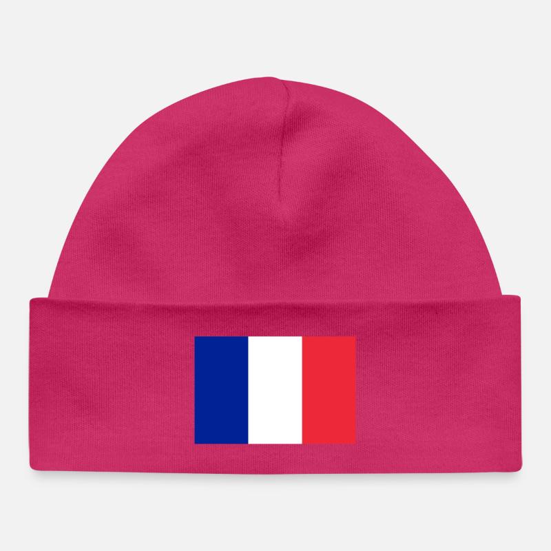drapeau autocollant du drapeau de la France - Bonnet bébé bio - hot pink