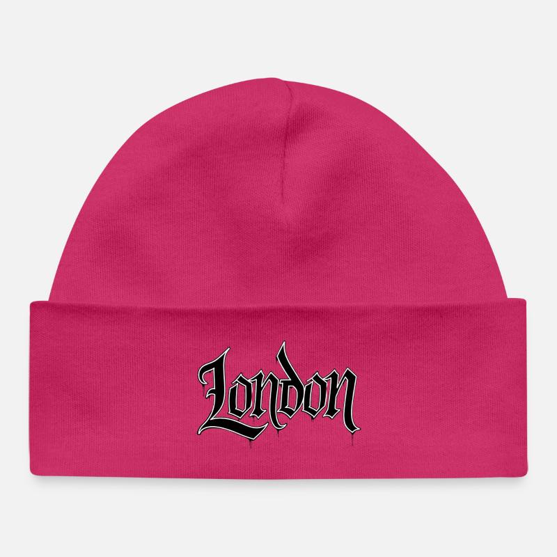 Conception typographique graphique de Londres - Bonnet bébé bio - hot pink