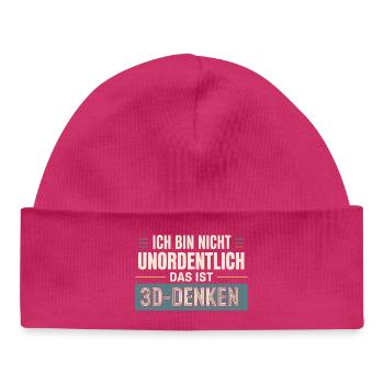 I'm not messy – that's 3D thinking - Baby Organic Beanie - hot pink - Front