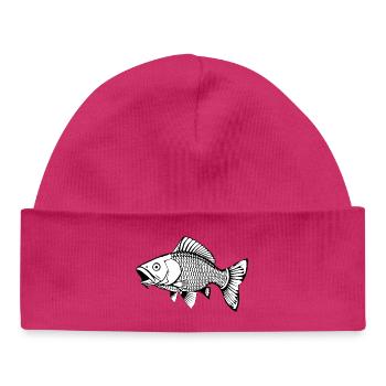 Fish Black and White Carp T-shirt Gift Angler - Baby Organic Beanie - hot pink - Front