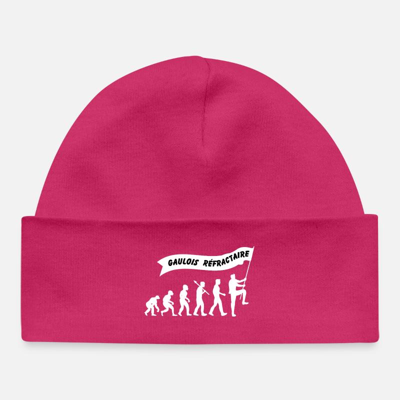 Evolution of the refractory Gaul - Baby Organic Beanie - hot pink