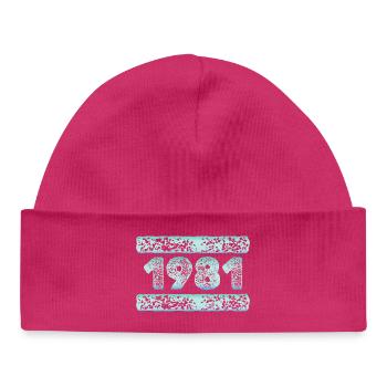 year 1981 - Baby Organic Beanie - hot pink - Front