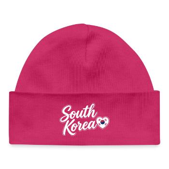 Scénario sud-coréen avec amour de cœur de drapeau - Bonnet bébé bio - hot pink - Devant