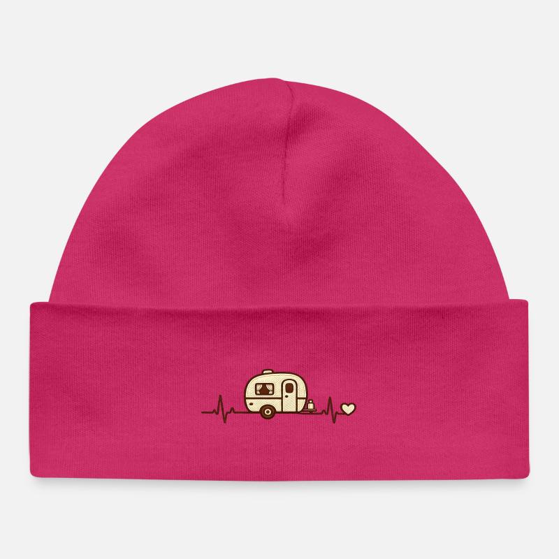 Sketch rétro de Heart Caravan - Bonnet bébé bio - hot pink