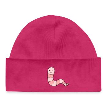 Worm Earthworm - Baby Organic Beanie - hot pink - Front