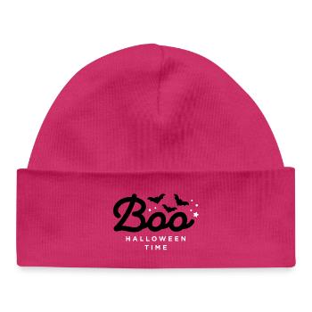 Spooky Silhouette Halloween Design - Baby Organic Beanie - hot pink - Front