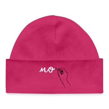 Hand mit Kreide schreibt NO - Baby Organic Mütze - hot Pink - Vorne