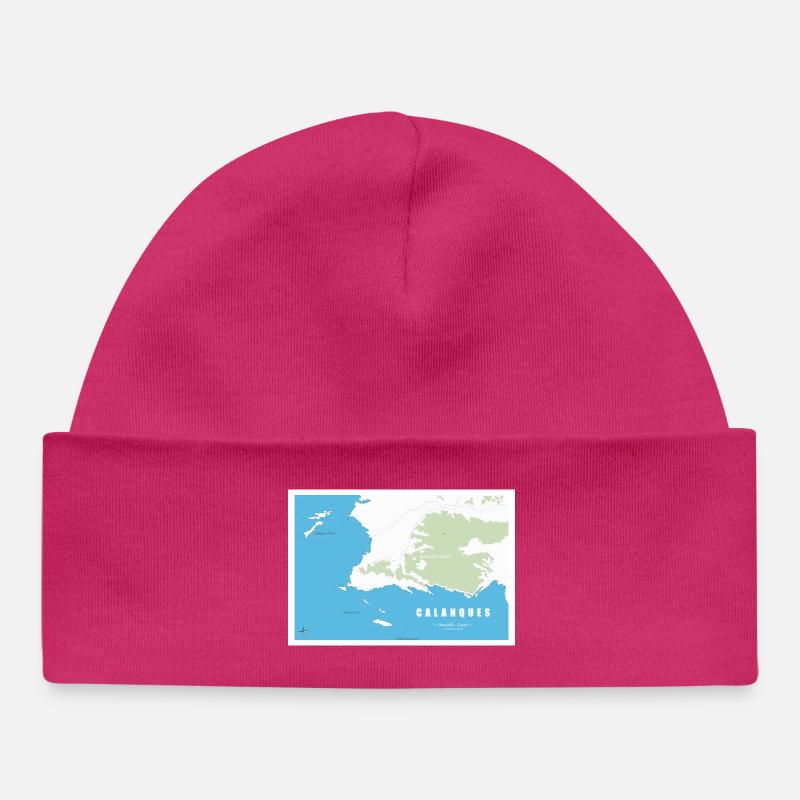 Carte_calanques_design_Marseille_Cassis - Bonnet bébé bio - hot pink